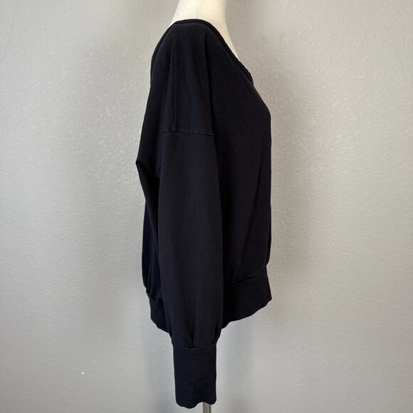Cuyana French Terry Black Pima Cotton Sweater Sweatshirt Size XL Pleat Back - Picture 6 of 8